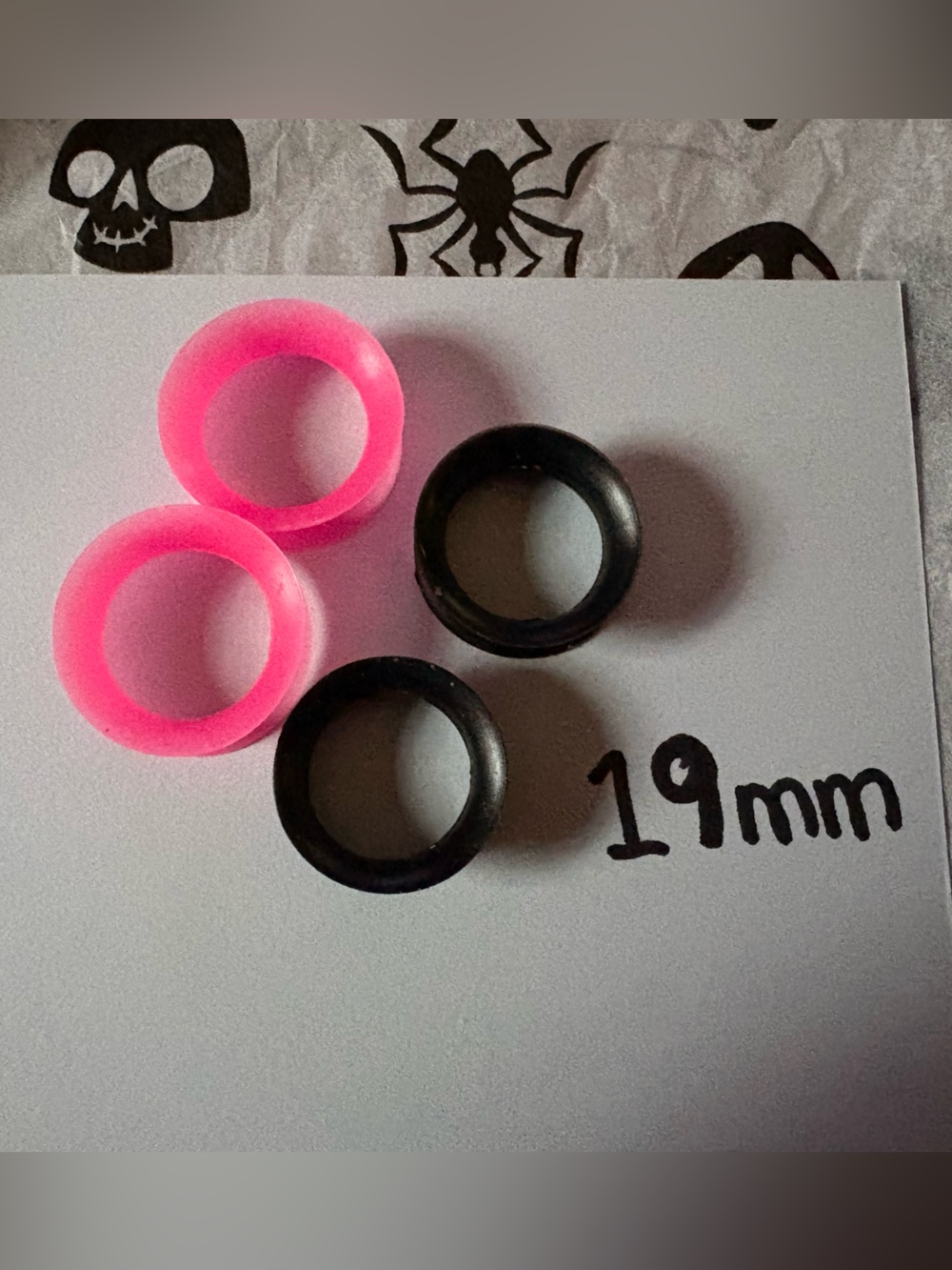 Pink and Black Silicone Ear Gauge - 2 pairs, 19mm